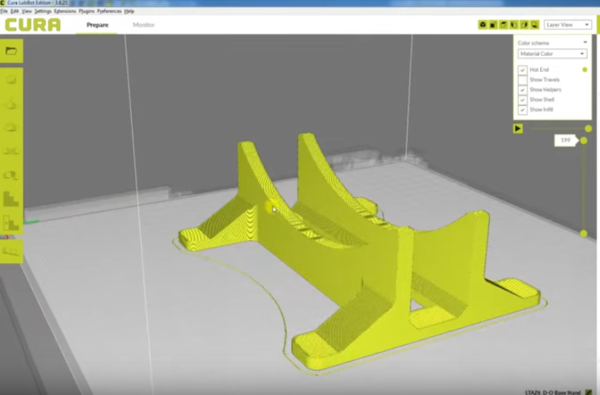 Designing a quick 3D-printed stand for working on a robot.